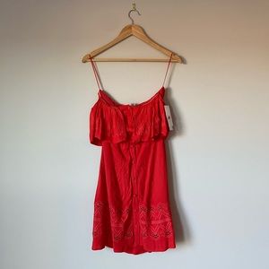 DesignLAB Red Off thé Shoulder Flowy Dress